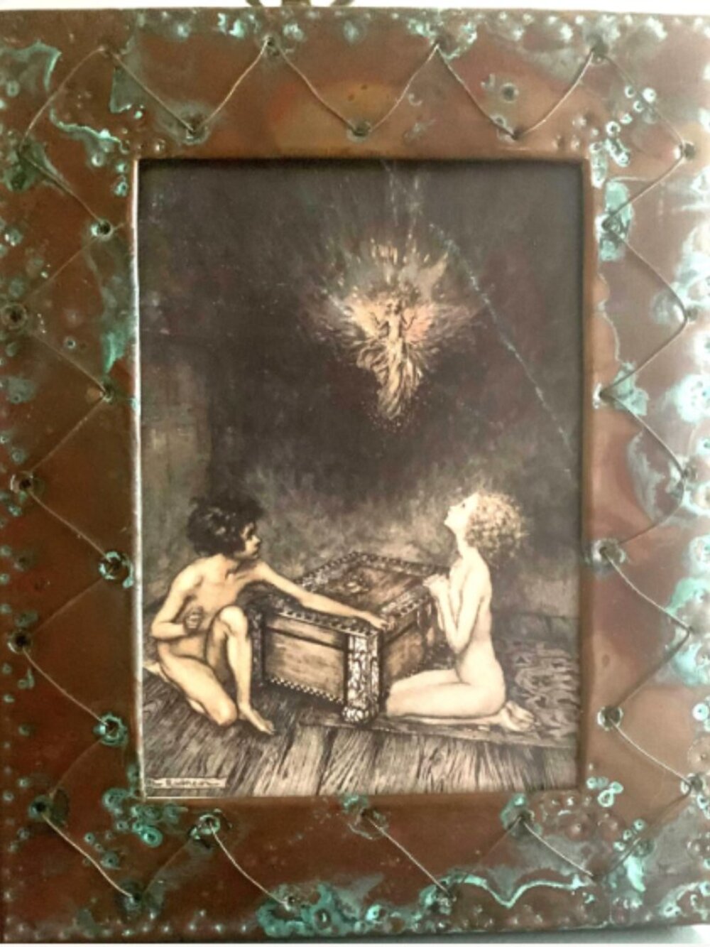 Handmade Copper Frame with Vintage Postcard